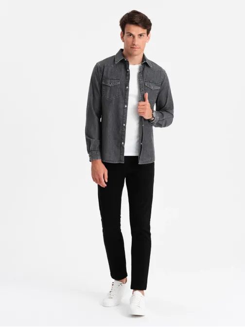 Jeans črna moška srajca V3 SHDS-0115