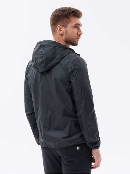 Edinstvena prehodna jakna s kapuco v črni barvi P0110-V2
