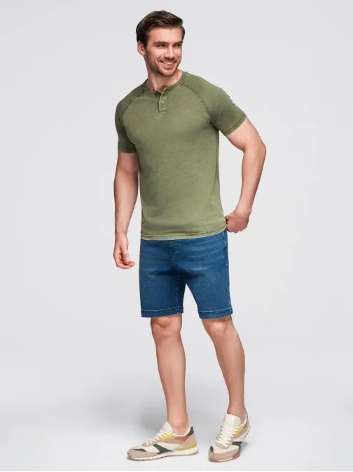 Oljčna srajca s spranim vzorcem gumbov V4 TSWT-0150