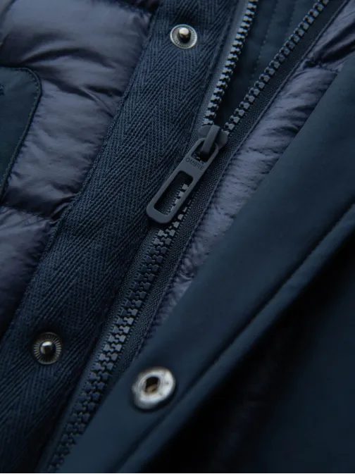 Atraktivna temno modra dolga zimska jakna V4 JALP-0165