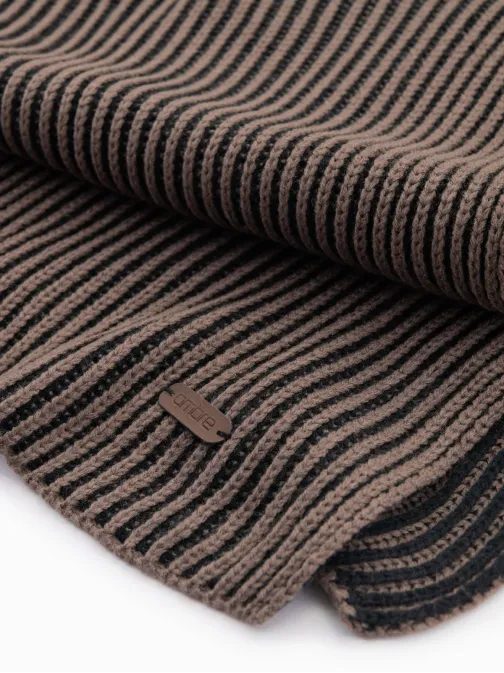 Modni pleteni rjavo črn moški šal V3 ACSF-0114