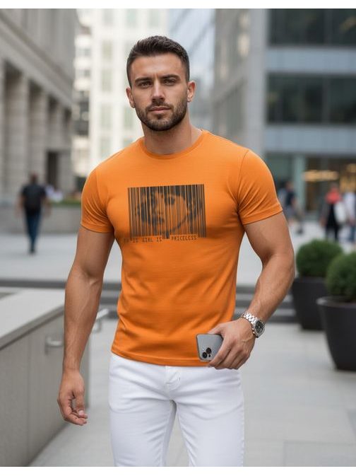 Originalna oranžna moška majica s potiskom