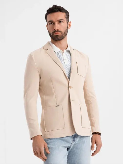 Športna bež jakna slim fit V5 BLZB-0101
