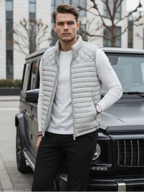 Moderen siv moški telovnik brez kapuce