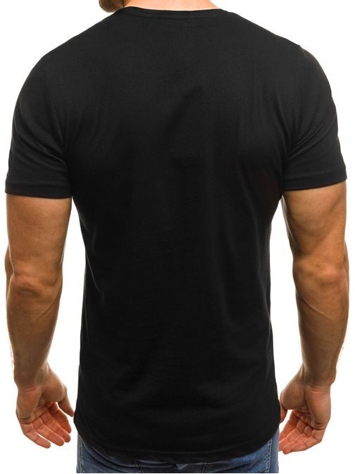 Črna majica s potiskom OZONEE B/181151