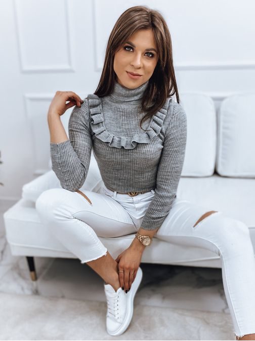 Ženski svetlo siv pulover Noah neobičajnega izgleda