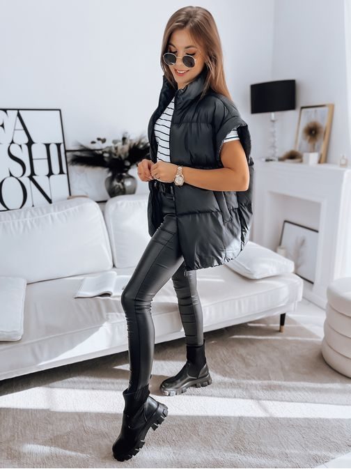 Originalen ženski prešit brezrokavnik v črni barvi Nimia