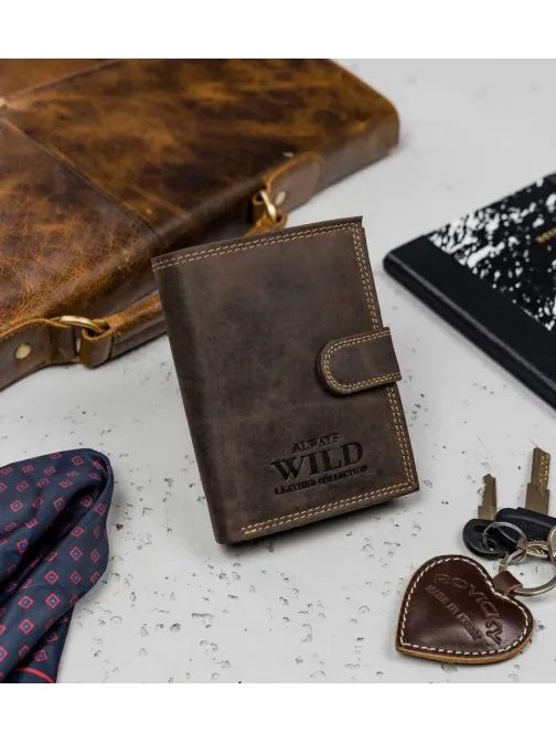 Rjava moška denarnica z zaponko