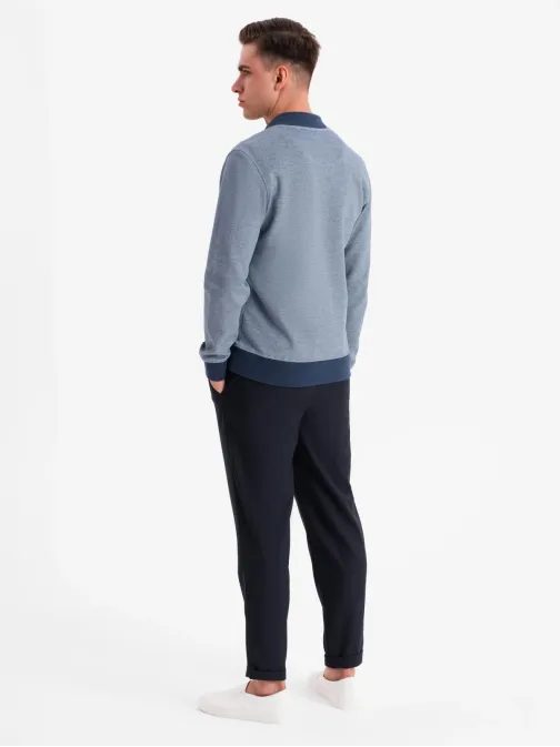 Elegantna modra moška jopa brez kapuce v2 om-sszp-0238