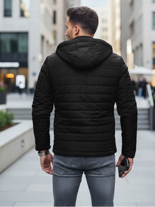 Prehodna trendi črna jakna s kapuco