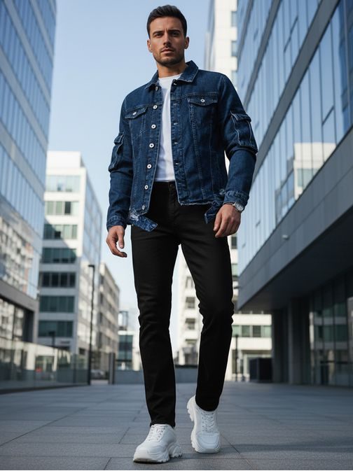Stilska jeans jakna v modri barvi