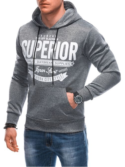 Modni siv pulover z izrazitim napisom B1656