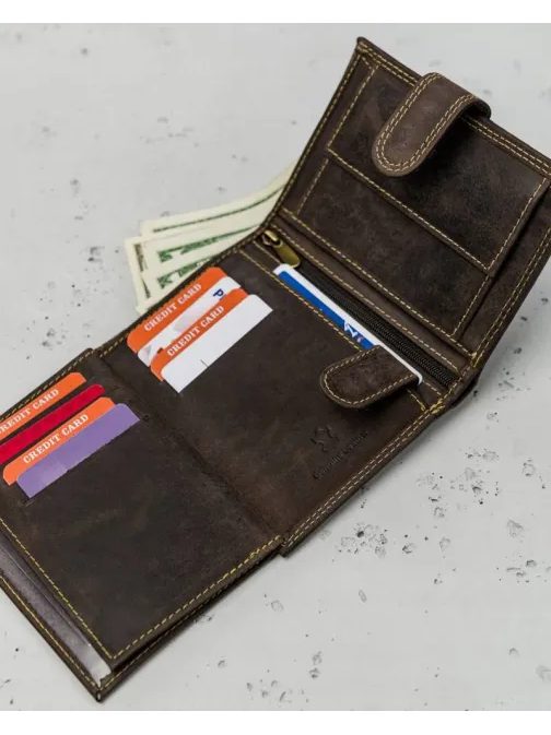 Rjava moška denarnica z zaponko