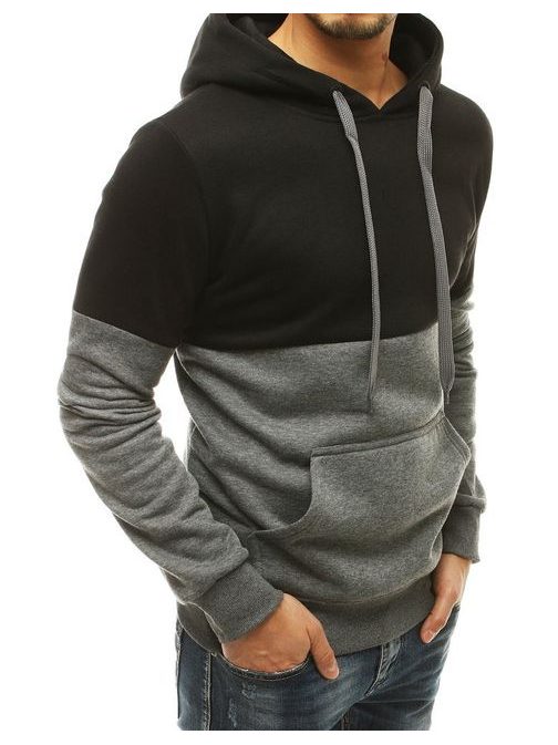 Trendovski temno siv pulover s kapuco