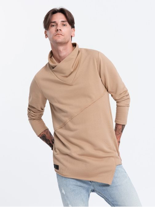 Zanimiv trendovski bež pulover B1366