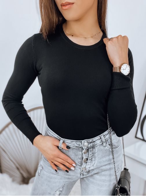 Črn ženski preprost pulover Leone