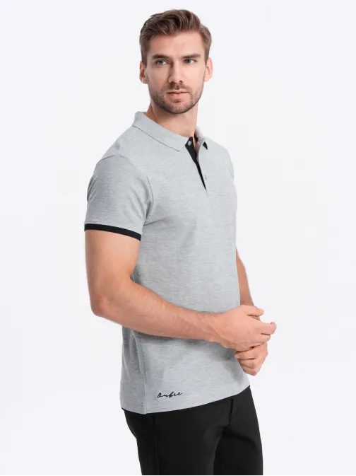 Brezčasna moška siva polo majica V7 POSS-0113