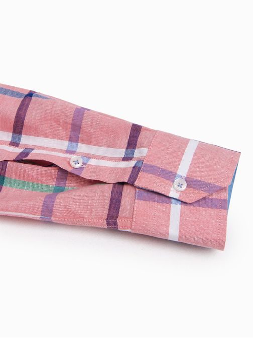 Stilska kockasta srajca rožnata k493