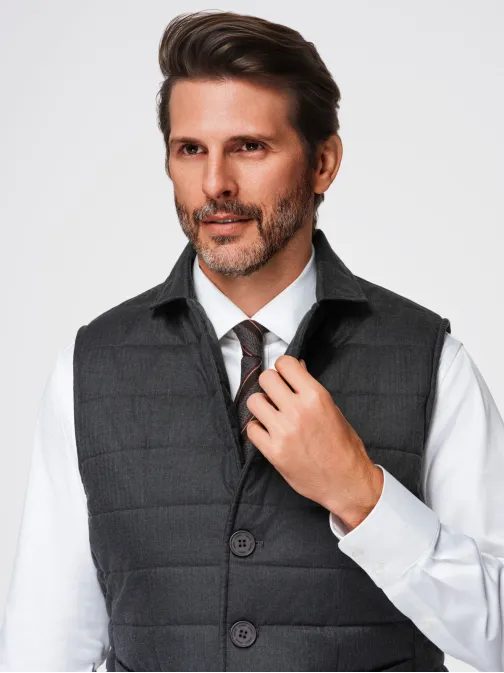 Moški grafitni prešiti elegantni telovnik V1 JAVJ-0275