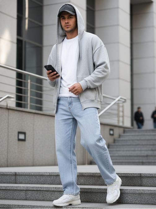 Originalne široke svetlo modre kavbojke