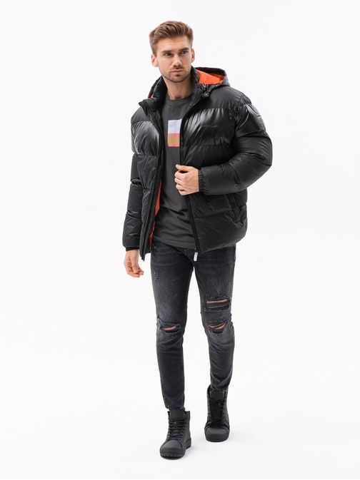 Črna topla zimska jakna C546