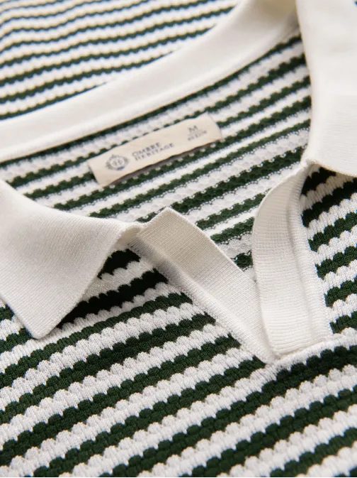 Polo majica V3 POSS-0161 iz mornariške bele in olivne pletenine