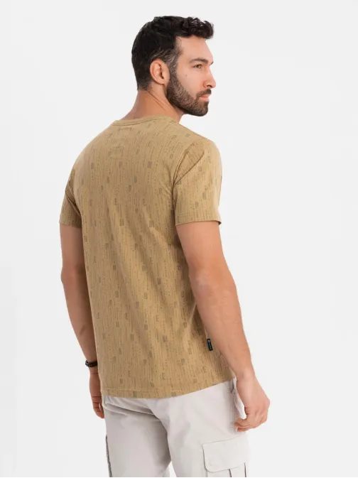 Rjava bombažna majica s črkami V3 TSFP-0225