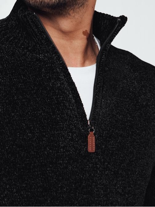 Stilski črn moški pulover z zadrgo