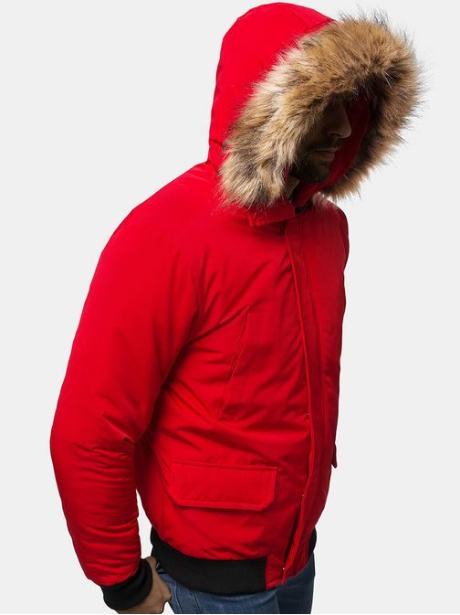 Rdeča zimska bunda s kapuco JS/M2019/275