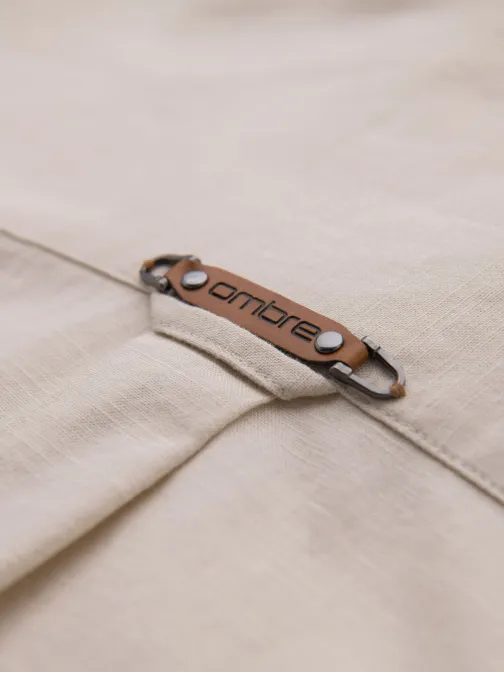 Privlačna moška krem majica z dolgimi rokavi V3 SHCS-0134