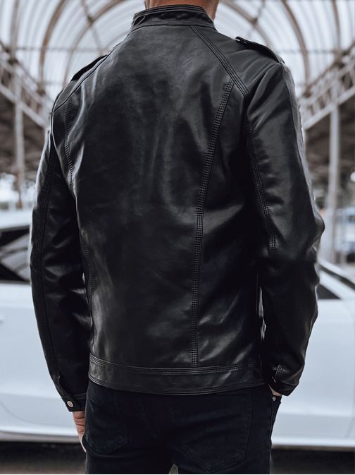 Privlačna moška črna usnjena jakna
