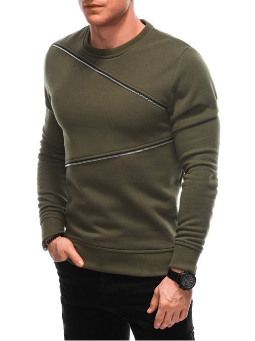 Brezčasni olivno zeleni trendovski pulover VV2 OM-SSNZ-005