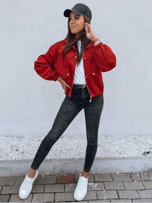 Trendovska ženska oversized jakna Graceful v rdeči barvi