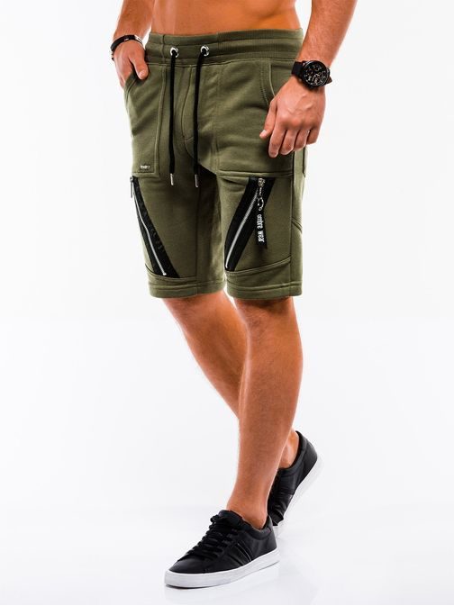 Modne kratke hlače w052 v olivni barvi