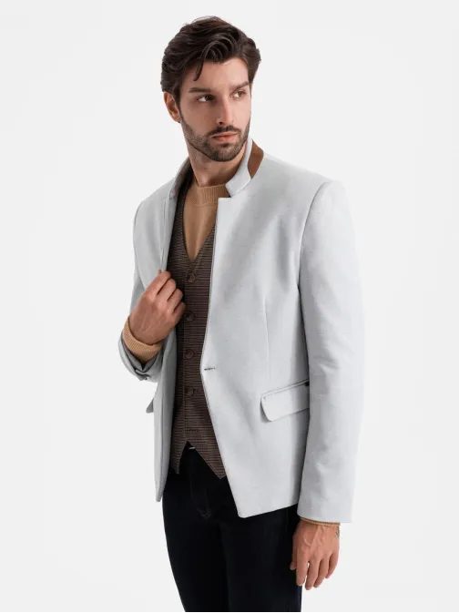 Brezčasen siv suknjič s stoječim ovratnikom V4 BLZB-0131