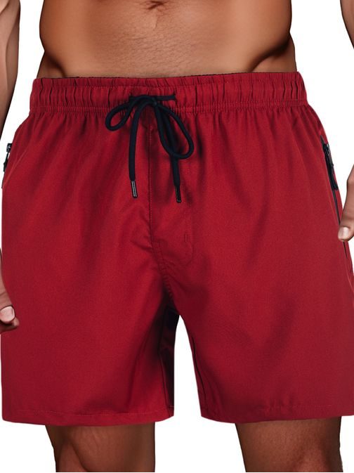 Moške bordo kopalke z žepi na zadrgo