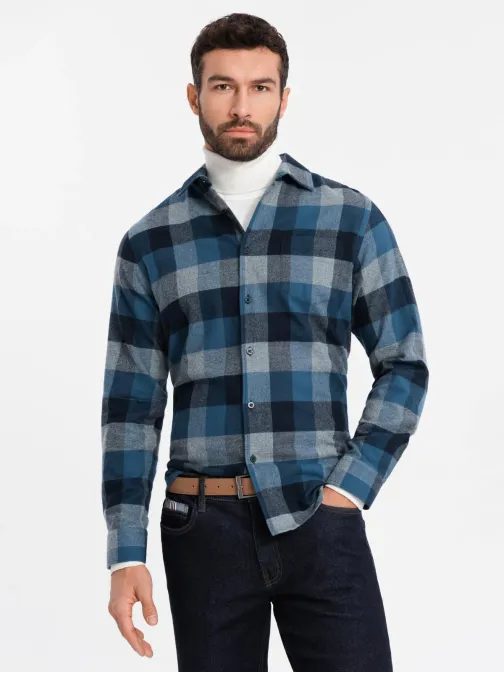 Originalna flanelna karo modra srajca V4 SHCS-0150