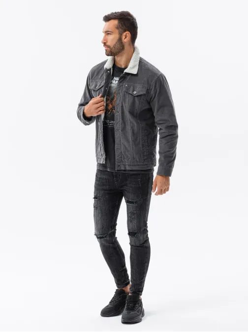 Temno siva prehodna jeans jakna C524