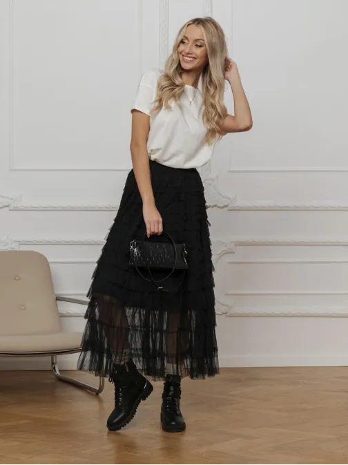 Modno črno midi krilo GLR018