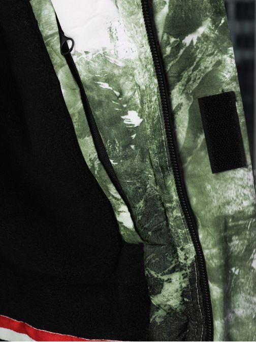 Edinstvena belo-zelena potiskana zimska jakna