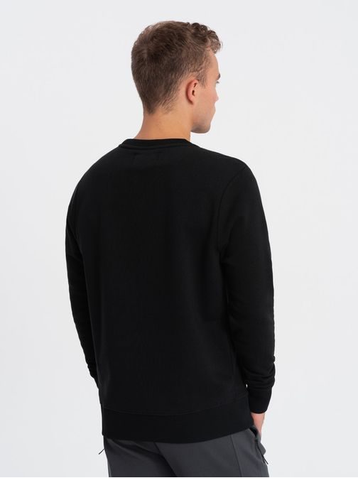 Črn moški pulover z izrazitim napisom V3 SSPS-0156