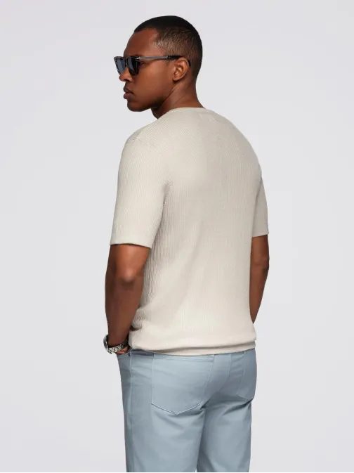 Moška siva pletena majica z gumbi V3 TSCT-0254