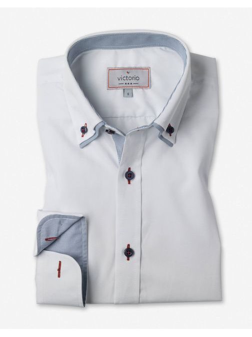 Elegantna bela slim fit moška srajca V013