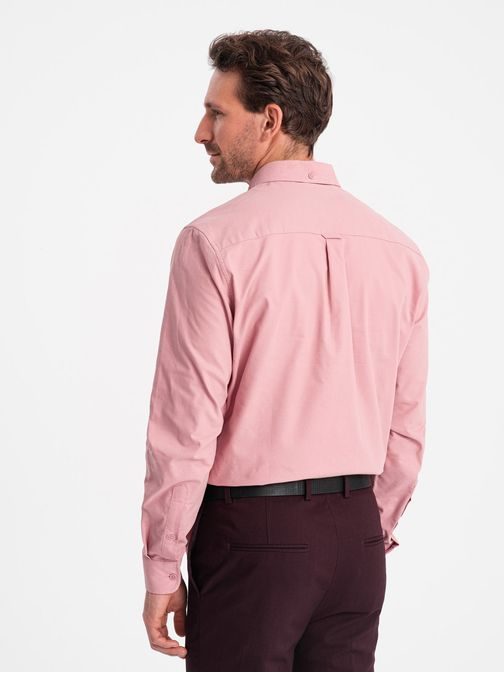 Ležerna rožnata srajca z žepom V3 SHOS-0153