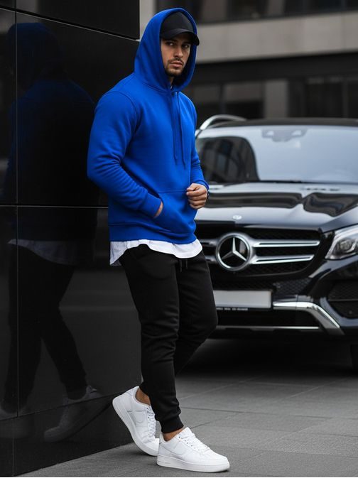 Trendovski preprost moder pulover