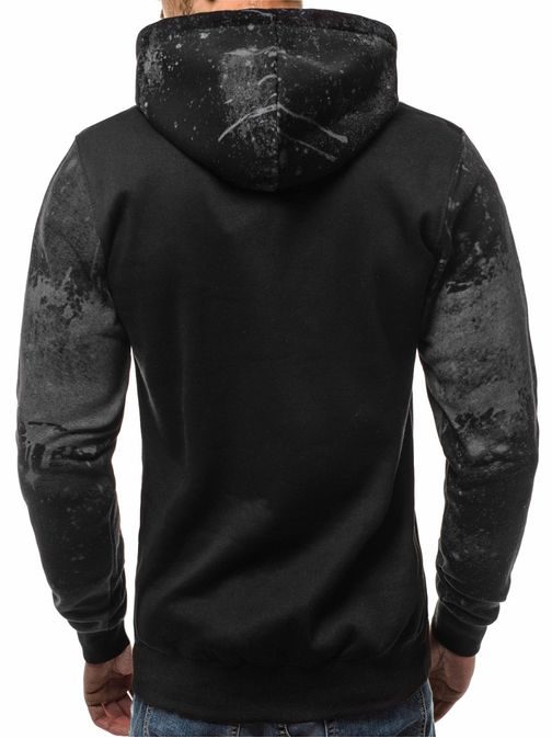 Črn pulover OZONEE JS/DD318 s potiskom