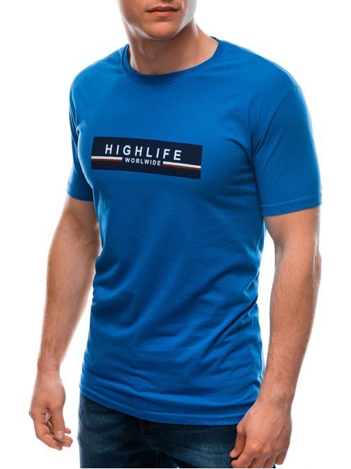 Bombažna modra majica s potiskom High Life S1615