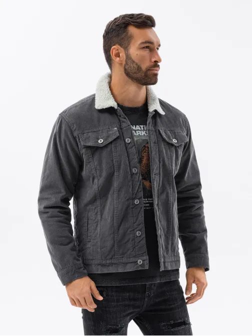 Temno siva prehodna jeans jakna C524