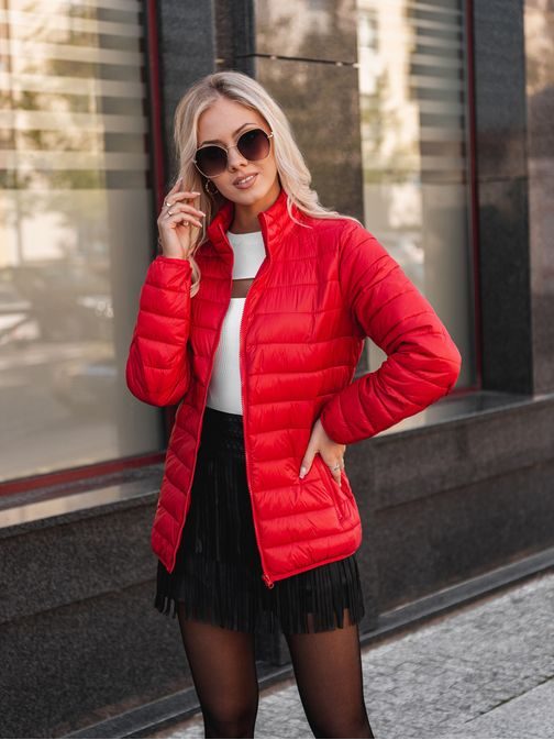 Moderna rdeča ženska prehodna jakna CLR012