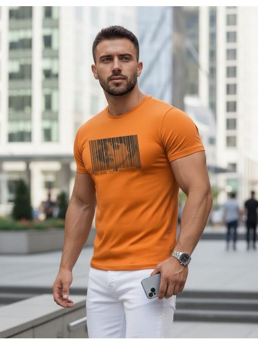 Originalna oranžna moška majica s potiskom